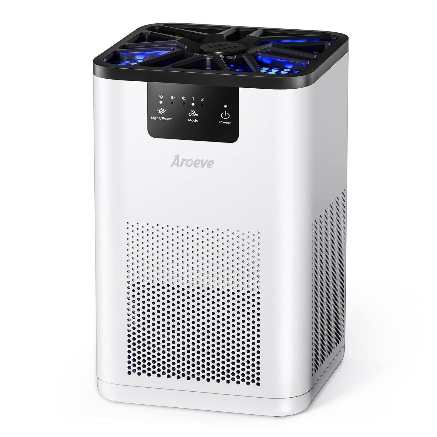 AROEVE Air Purifier for Large Rooms up to 1,782 Sq. Ft. with Star Projector, Smart WiFi, Air Quality Sensor, UV Function, and Washable Filter for Whole Home Use for a Cozy Holiday, MK09W Black